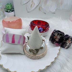 Resin Bangle Bracelet Lot – Chunky Statement Bangles & Beaded Toggle Bracelets
